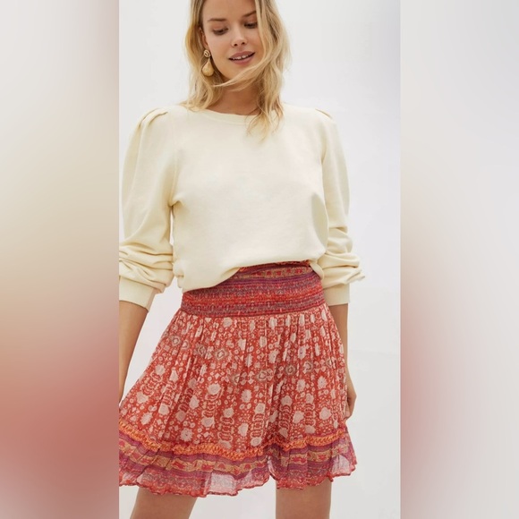 Anthropologie Dresses & Skirts - Anthropologie Boho Patterned Pull-On Skirt Size Large